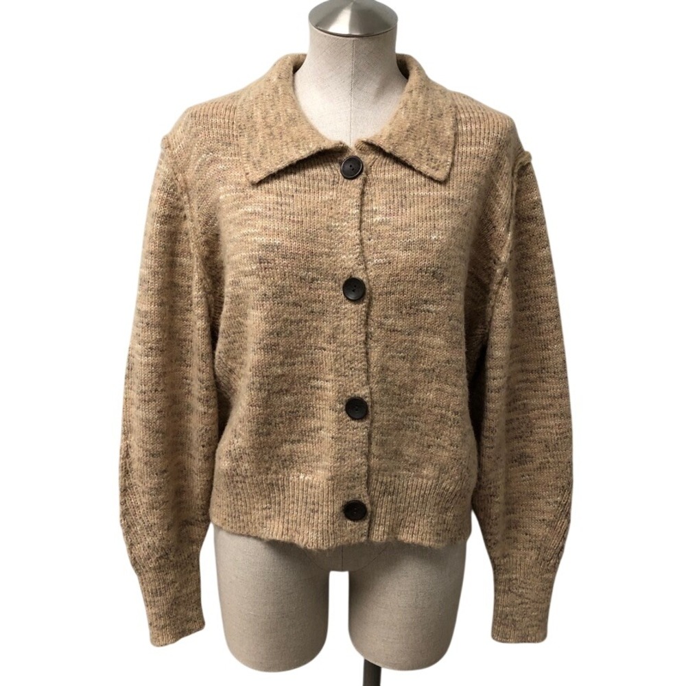Universal Thread Cardigan Womens XXL Tan Marled Knit Collared Button Up Sweater